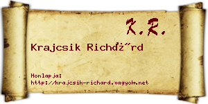 Krajcsik Richárd névjegykártya
