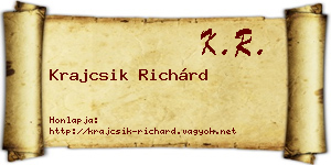 Krajcsik Richárd névjegykártya